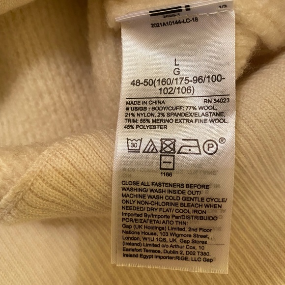 Banana Republic Moto style cream colored wool blend sweater size L NWT - Picture 7 of 8